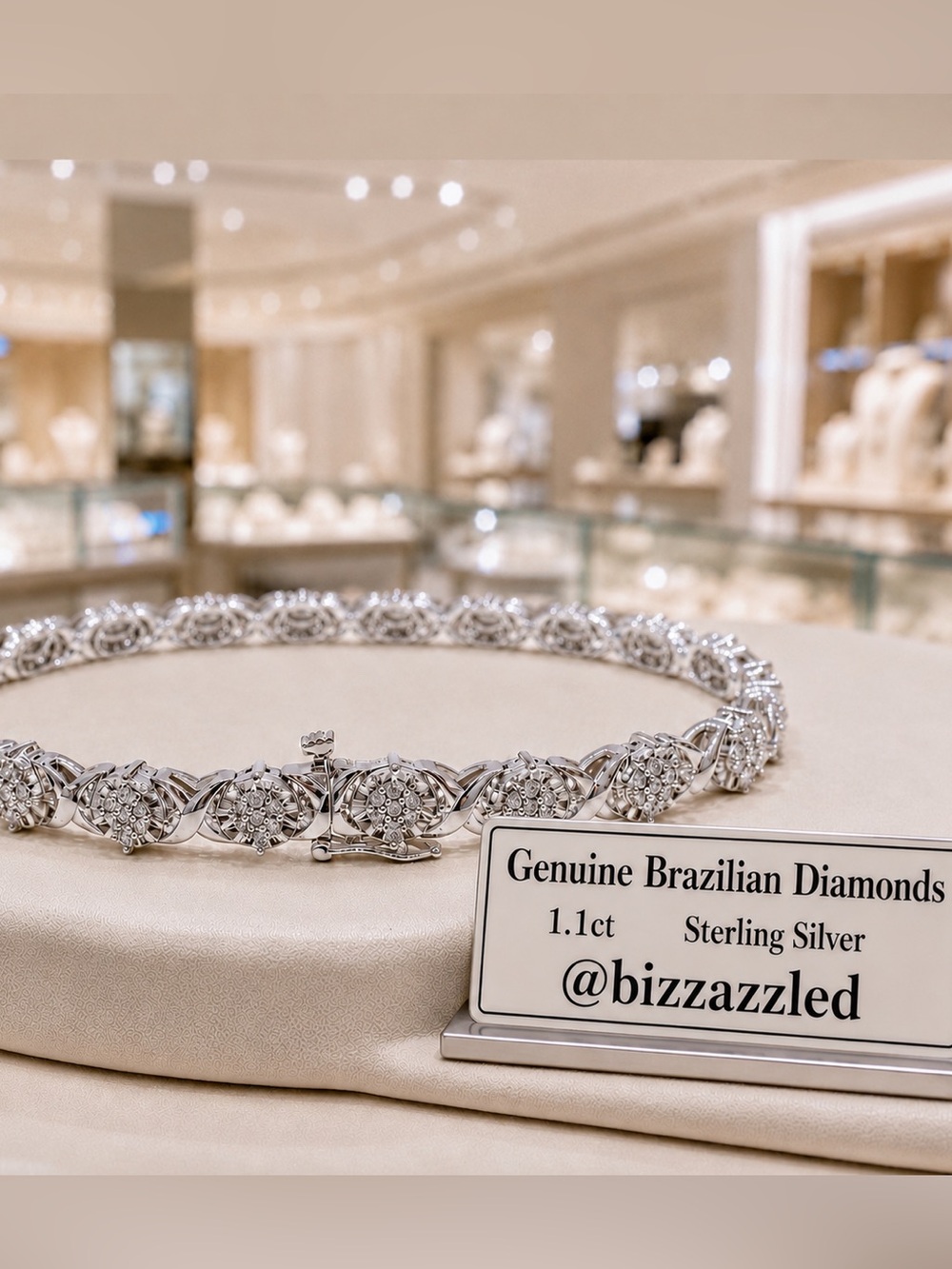 Genuine Diamond Tennis Bracelet 7.5" 14k white Gold Electroplated on 925